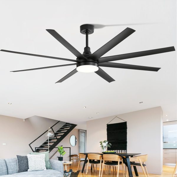 Archer 72 in. Integrated LED Indoor Black Ceiling Fans with Light and Remote Control Included