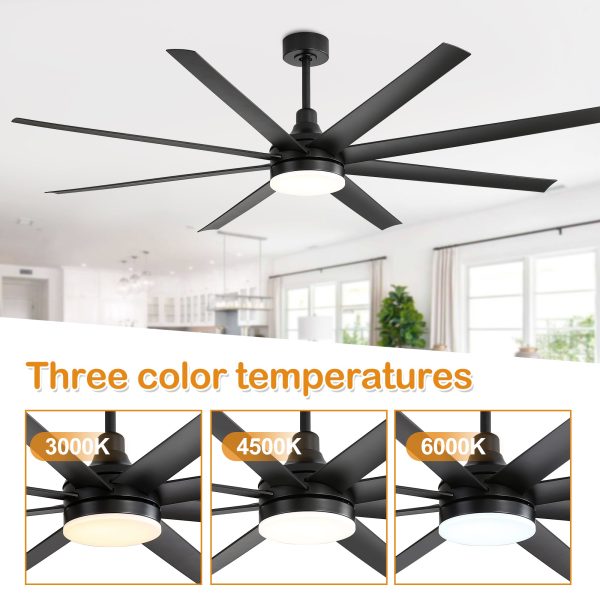 Archer 72 in. Integrated LED Indoor Black Ceiling Fans with Light and Remote Control Included