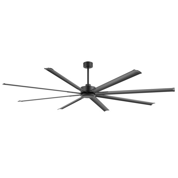 Industrial 96 in. (8 ft.) Indoor Black Ceiling Fan with Downrod and Aluminum Blade with Remote Control Included No Light