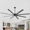 Industrial 96 in. (8 ft.) Indoor Black Ceiling Fan with Downrod and Aluminum Blade with Remote Control Included No Light