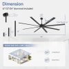 Industrial 96 in. (8 ft.) Indoor Black Ceiling Fan with Downrod and Aluminum Blade with Remote Control Included No Light