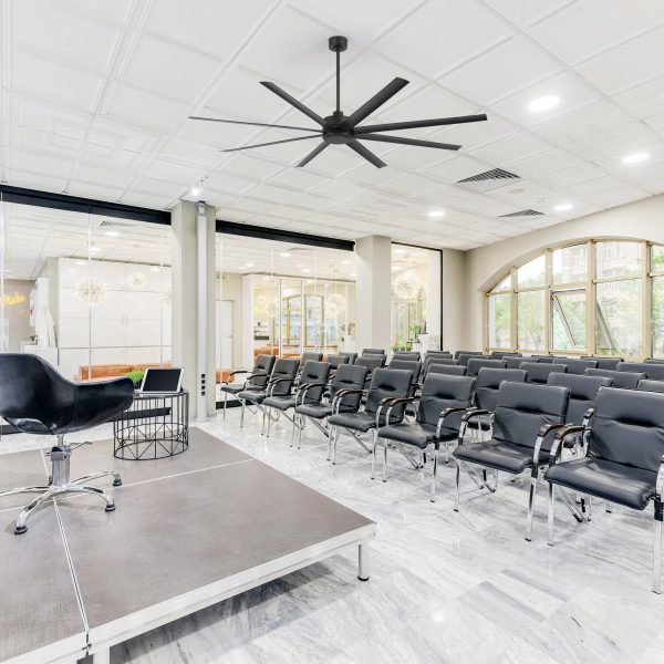 Wesley 7 ft. Indoor/Covered Outdoor Industrial Black Ceiling Fans without Light with Downrod and Remote Included