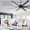 Wesley 7 ft. Indoor/Covered Outdoor Industrial Black Ceiling Fans without Light with Downrod and Remote Included