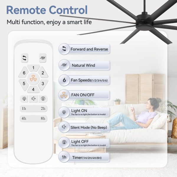 Wesley 7 ft. Indoor/Covered Outdoor Industrial Black Ceiling Fans without Light with Downrod and Remote Included