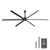 144 in. (12 ft. ) Aluminum Industrial HVLS 120V-1Phase Black Ceiling Fan with Downrod, Wall Control No Light