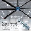 144 in. (12 ft. ) Aluminum Industrial HVLS 120V-1Phase Black Ceiling Fan with Downrod, Wall Control No Light