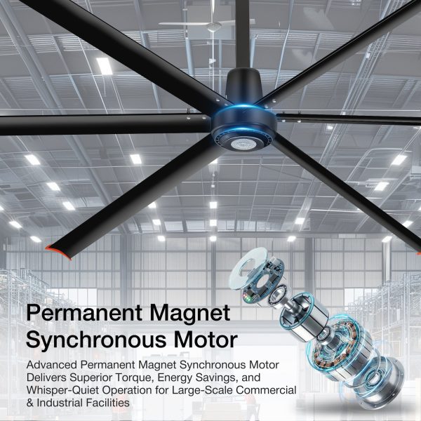 144 in. (12 ft. ) Aluminum Industrial HVLS 120V-1Phase Black Ceiling Fan with Downrod, Wall Control No Light