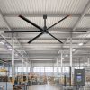 144 in. (12 ft. ) Aluminum Industrial HVLS 120V-1Phase Black Ceiling Fan with Downrod, Wall Control No Light