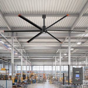 144 in. (12 ft. ) Aluminum Industrial HVLS 120V-1Phase Black Ceiling Fan with Downrod, Wall Control No Light