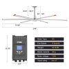 144 in. (12 ft. ) Aluminum Indoor/Covered Outdoor Industrial HVLS Silver Ceiling Fan with Downrod, Wall Control No Light