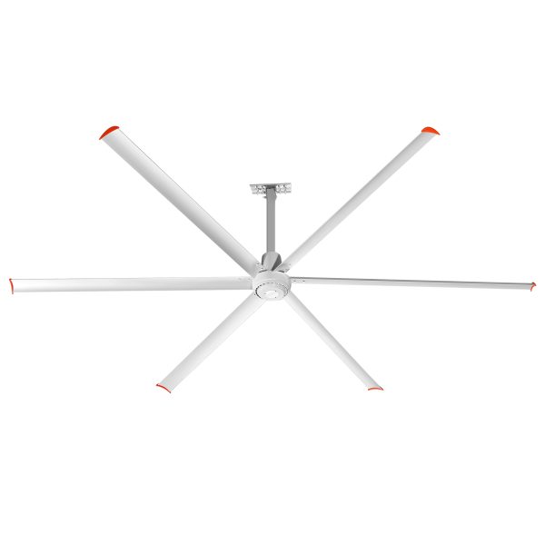 144 in. (12 ft. ) Aluminum Indoor/Covered Outdoor Industrial HVLS Silver Ceiling Fan with Downrod, Wall Control No Light