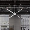144 in. (12 ft. ) Aluminum Indoor/Covered Outdoor Industrial HVLS Silver Ceiling Fan with Downrod, Wall Control No Light