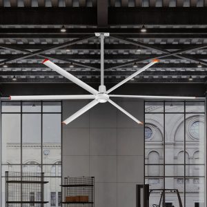 144 in. (12 ft. ) Aluminum Indoor/Covered Outdoor Industrial HVLS Silver Ceiling Fan with Downrod, Wall Control No Light
