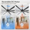 Melissa 84 in. (7 ft.) Windmill Black Ceiling Fan with Black Aluminum Blade, Downrod and Remote Included No Light