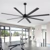 Melissa 84 in. (7 ft.) Windmill Black Ceiling Fan with Black Aluminum Blade, Downrod and Remote Included No Light