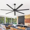Melissa 84 in. Windmill Black Ceiling Fan with Downrod, Black Blade and Remote Included No Light (7 Blades)