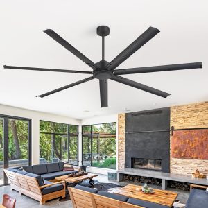 Melissa 84 in. Windmill Black Ceiling Fan with Downrod, Black Blade and Remote Included No Light (7 Blades)