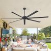 Melissa 96 in. Windmill Black Ceiling Fan with Downrod, Black Blade and Remote Included No Light (7 Blades)