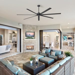 Melissa 96 in. Windmill Black Ceiling Fan with Downrod, Black Blade and Remote Included No Light (7 Blades)