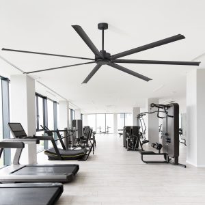 Melissa 108 in. Windmill Black Ceiling Fan with Downrod, Black Blade and Remote Included No Light (7 Blades)