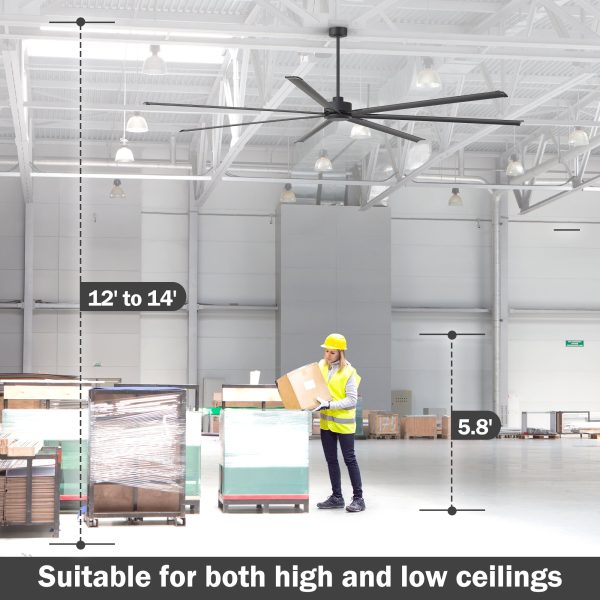 Melissa 108 in. Windmill Black Ceiling Fan with Downrod, Black Blade and Remote Included No Light