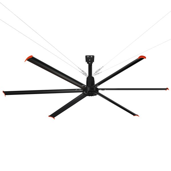 14 ft. Aluminum Indoor/Covered Outdoor Industrial HVLS 120V-1Phase Black Ceiling Fan with Downrod, Wall Control No Light