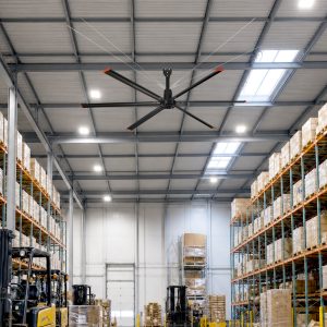 14 ft. Aluminum Indoor/Covered Outdoor Industrial HVLS 120V-1Phase Black Ceiling Fan with Downrod, Wall Control No Light