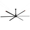 16 ft. Aluminum Indoor/Covered Outdoor Industrial HVLS 120V-1Phase Black Ceiling Fan with Downrod, Wall Control No Light