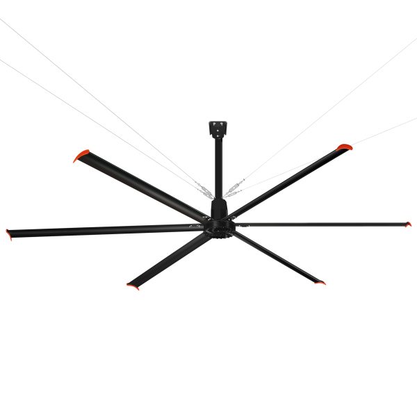 16 ft. Aluminum Indoor/Covered Outdoor Industrial HVLS 120V-1Phase Black Ceiling Fan with Downrod, Wall Control No Light