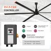 16 ft. Aluminum Indoor/Covered Outdoor Industrial HVLS 120V-1Phase Black Ceiling Fan with Downrod, Wall Control No Light