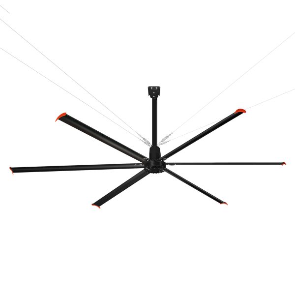 20 ft. Aluminum Indoor/Covered Outdoor Industrial HVLS 120V-1Phase Black Ceiling Fan with Downrod, Wall Control No Light