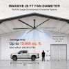 20 ft. Aluminum Indoor/Covered Outdoor Industrial HVLS 120V-1Phase Black Ceiling Fan with Downrod, Wall Control No Light