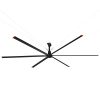 22 ft. Aluminum Indoor/Covered Outdoor Industrial HVLS 120V-1Phase Black Ceiling Fan with Downrod, Wall Control No Light