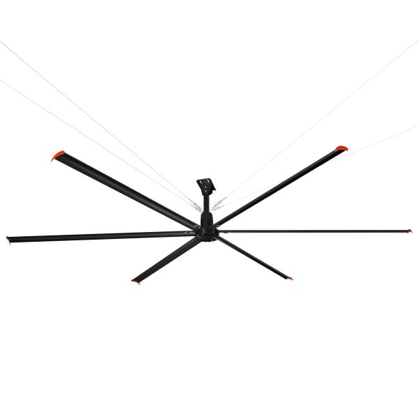 22 ft. Aluminum Indoor/Covered Outdoor Industrial HVLS 120V-1Phase Black Ceiling Fan with Downrod, Wall Control No Light
