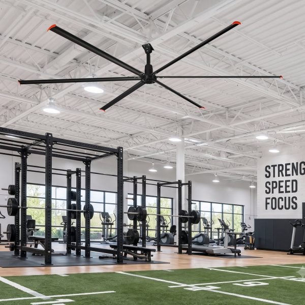 22 ft. Aluminum Indoor/Covered Outdoor Industrial HVLS 120V-1Phase Black Ceiling Fan with Downrod, Wall Control No Light
