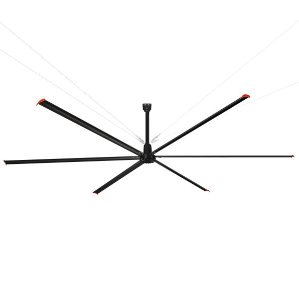 24 ft. Aluminum Indoor/Covered Outdoor Industrial HVLS 120V-1Phase Black Ceiling Fan with Downrod, Wall Control No Light
