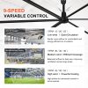 24 ft. Aluminum Indoor/Covered Outdoor Industrial HVLS 120V-1Phase Black Ceiling Fan with Downrod, Wall Control No Light