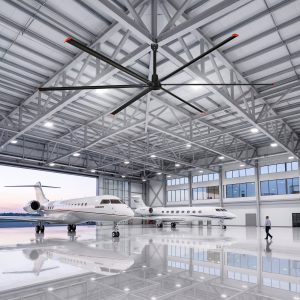 24 ft. Aluminum Indoor/Covered Outdoor Industrial HVLS 120V-1Phase Black Ceiling Fan with Downrod, Wall Control No Light