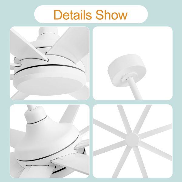 Melissa 72 in. 6 Fan Speeds Ceiling Fan in White with Remote Control Included