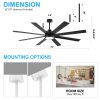 Wesley 72 in. Indoor Black Windmill Industrial Ceiling Fan with Integrated LED with Remote Included