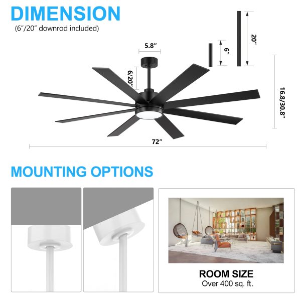 Wesley 72 in. Indoor Black Windmill Industrial Ceiling Fan with Integrated LED with Remote Included