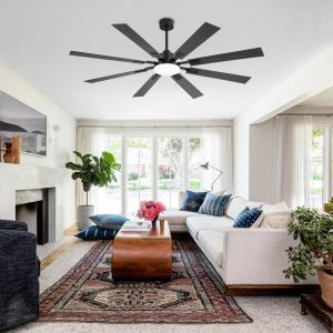 Larrisa 72 in. (6 ft.) Indoor Integrated LED Black Industrial Ceiling Fan with Light and Remote Included