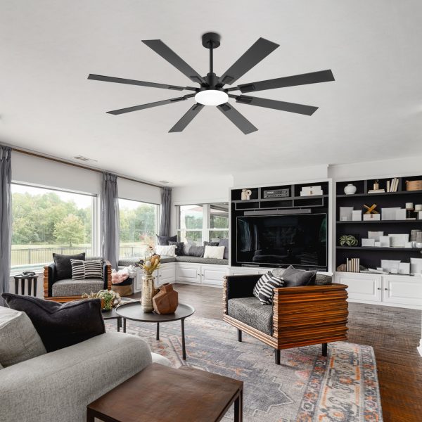 Larrisa 72 in. (6 ft.) Indoor Integrated LED Black Industrial Ceiling Fan with Light and Remote Included