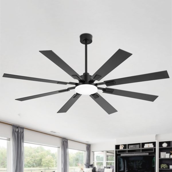Larrisa 72 in. (6 ft.) Indoor Integrated LED Black Industrial Ceiling Fan with Light and Remote Included