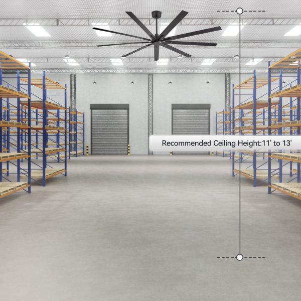 Molero 84 in. (7 ft. ) Black Industrial Ceiling Fan Without Light with 9 Black/Brown Blades, Downrod and Remote Included