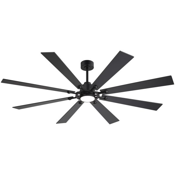 Kharsa 72 in. Black Windmill Ceiling Fan with LED Light, Downrod, Black/Brown Blade and Remote Included