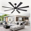 Kharsa 72 in. Black Windmill Ceiling Fan with LED Light, Downrod, Black/Brown Blade and Remote Included