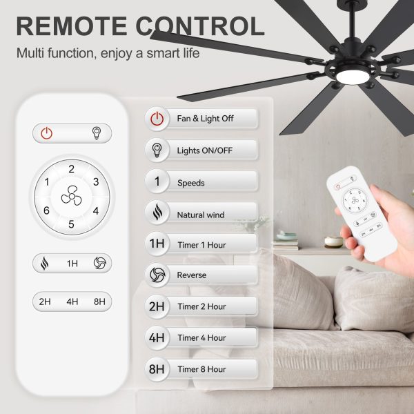 Kharsa 72 in. Black Windmill Ceiling Fan with LED Light, Downrod, Black/Brown Blade and Remote Included