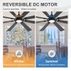 Kharsa 72 in. Black Windmill Ceiling Fan with LED Light, Downrod, Black/Brown Blade and Remote Included