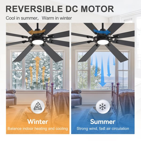 Kharsa 72 in. Black Windmill Ceiling Fan with LED Light, Downrod, Black/Brown Blade and Remote Included